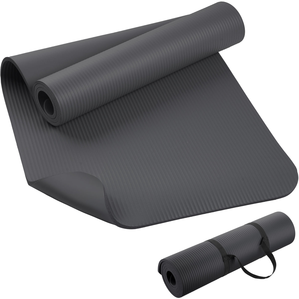 NBR Yoga Mat – Extra Thick Non-Slip Fitness Mat with Carry Strap