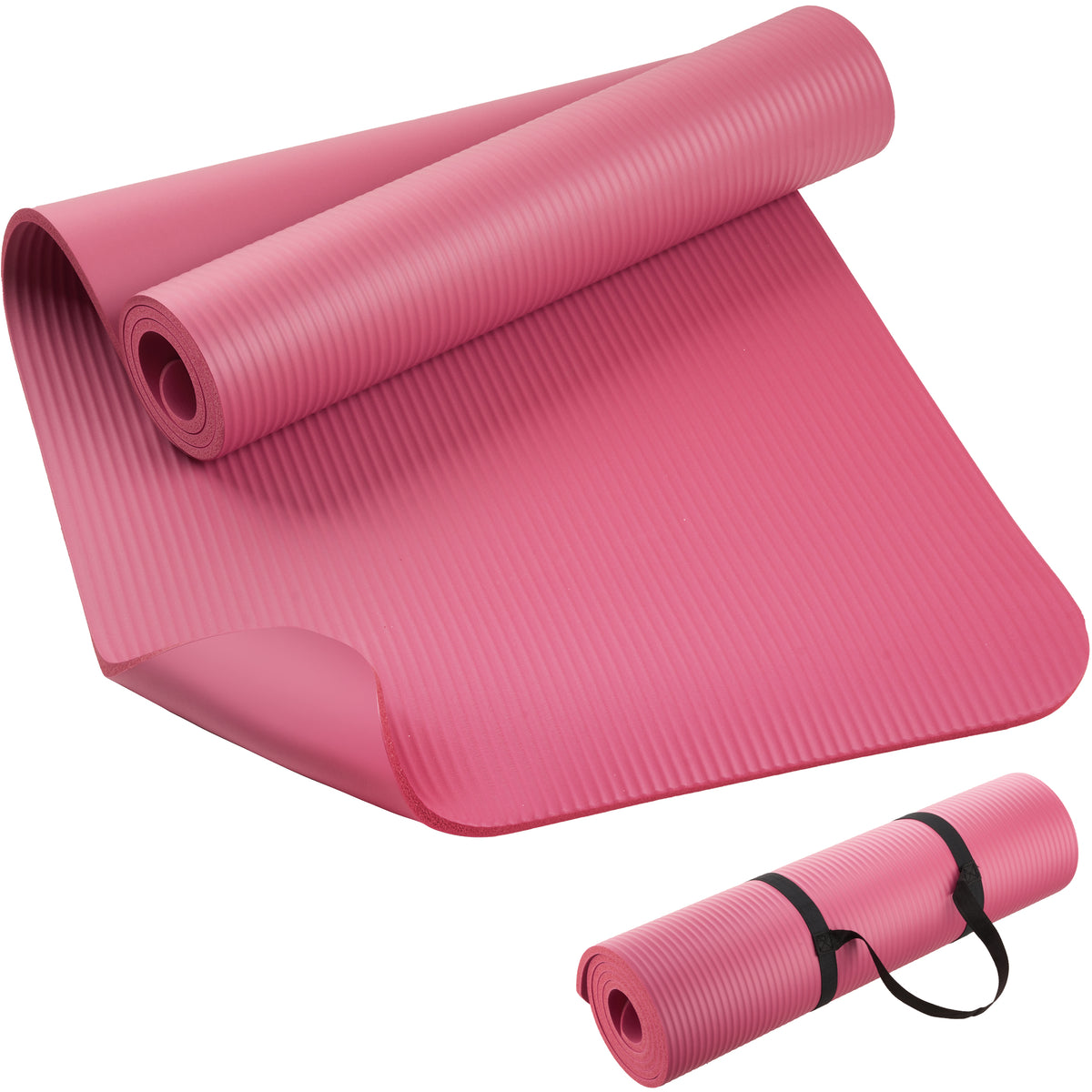 NBR Yoga Mat – Extra Thick Non-Slip Fitness Mat with Carry Strap