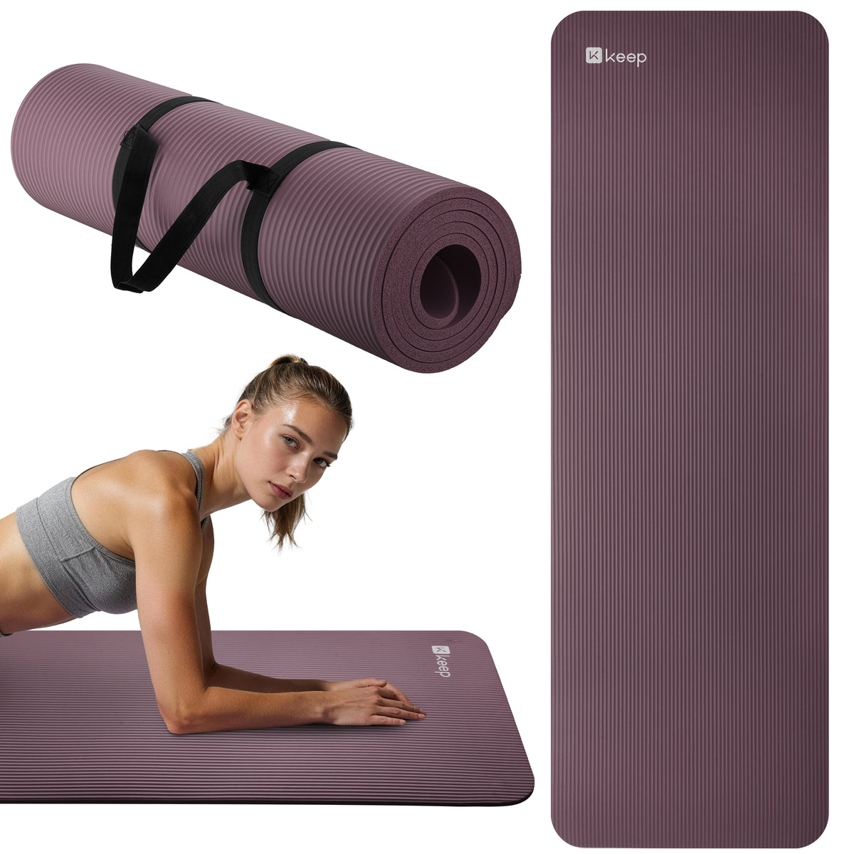 NBR Yoga Mat – Extra Thick Non-Slip Fitness Mat with Carry Strap