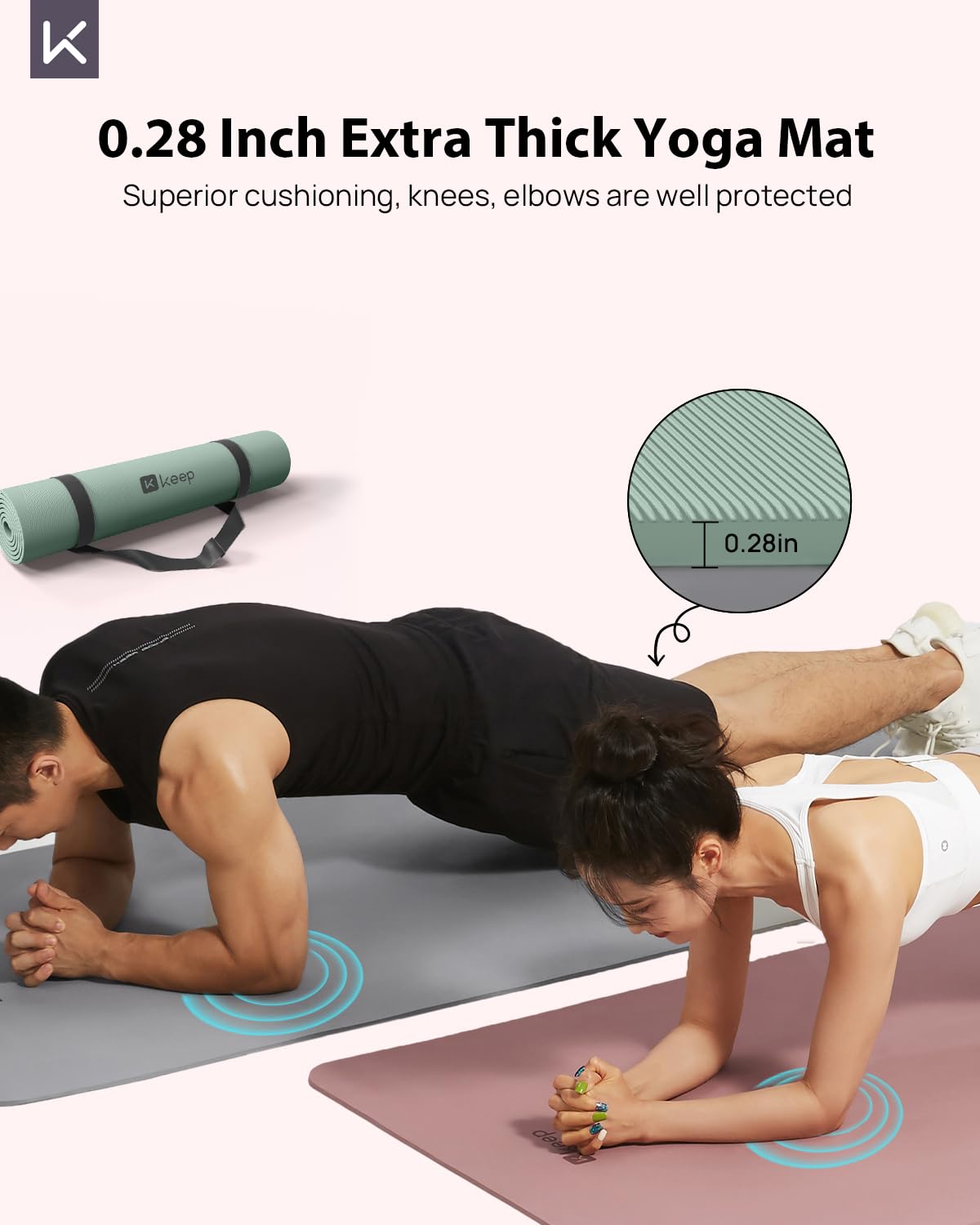 32" Yoga Mat - Extra Wide Exercise Mat with Strap