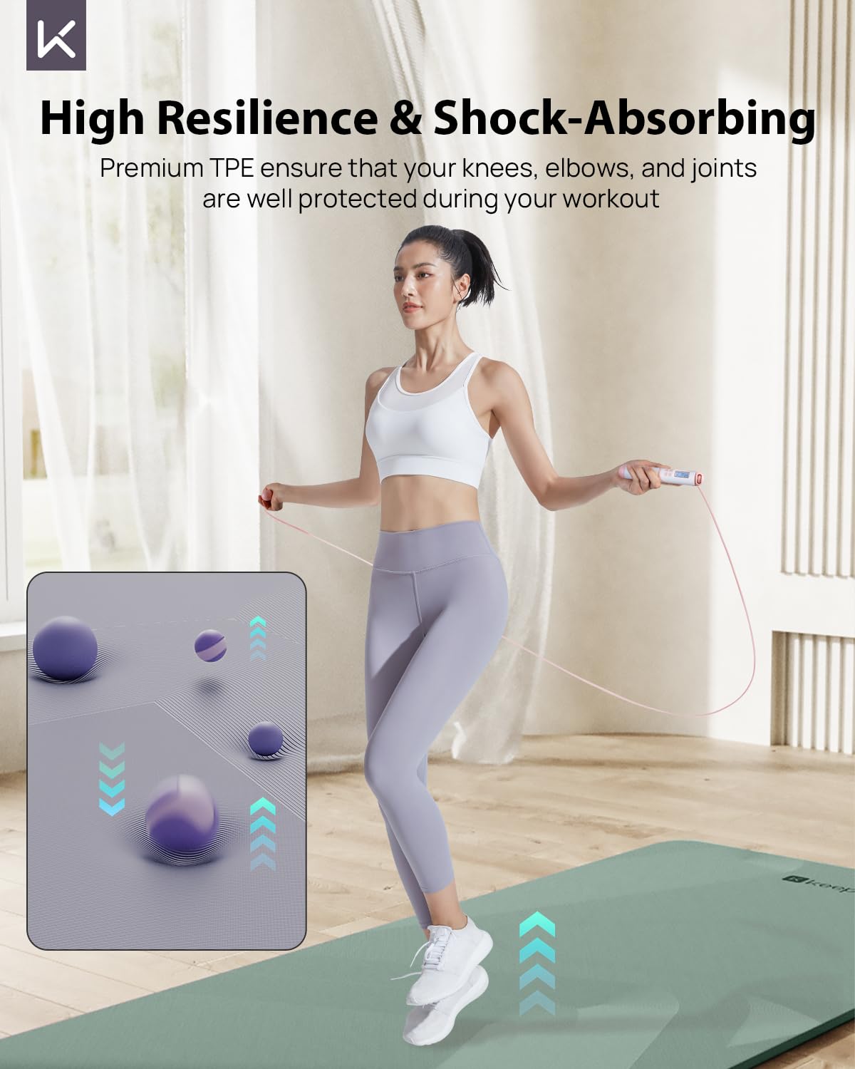 32" Yoga Mat - Extra Wide Exercise Mat with Strap