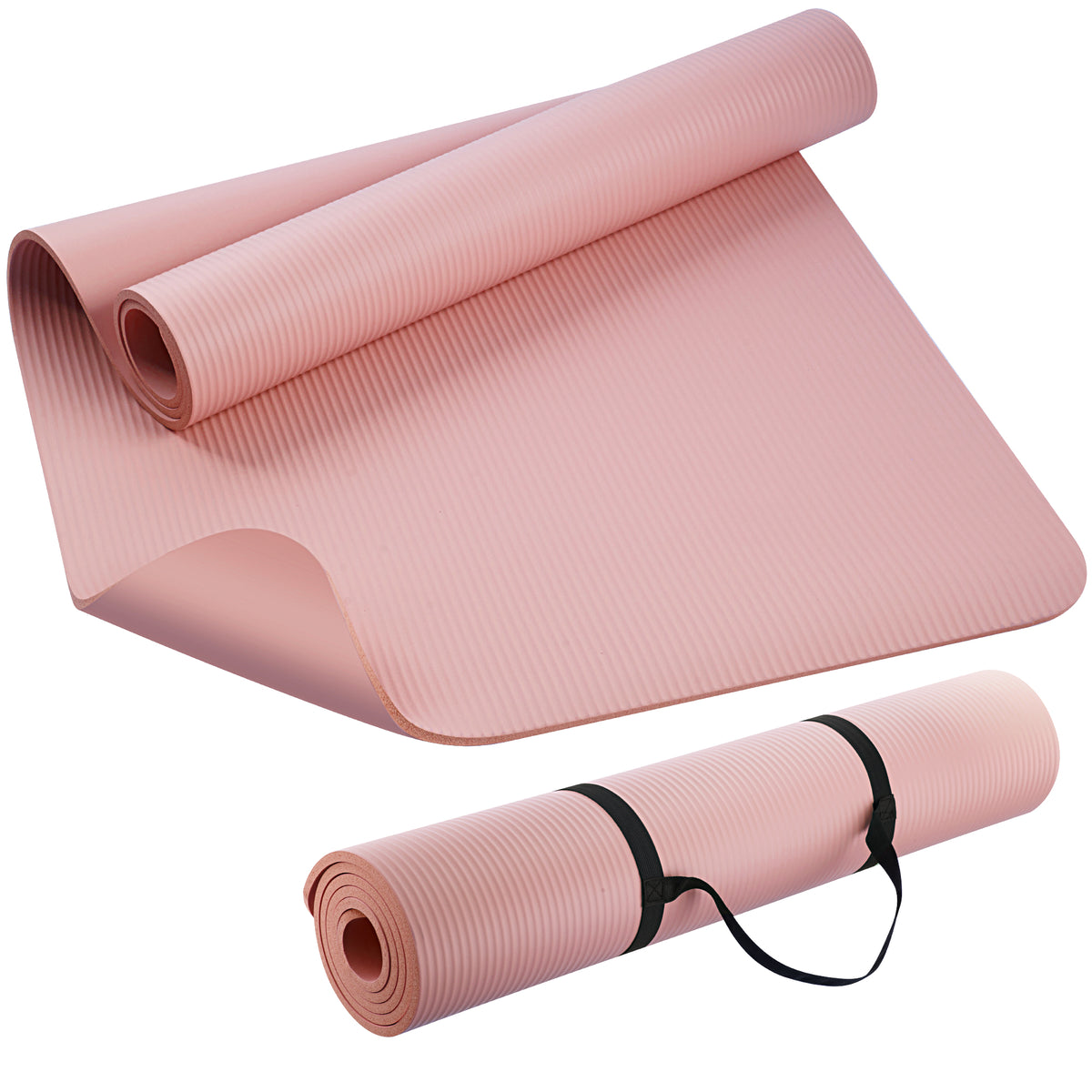 NBR Yoga Mat – Extra Thick Non-Slip Fitness Mat with Carry Strap