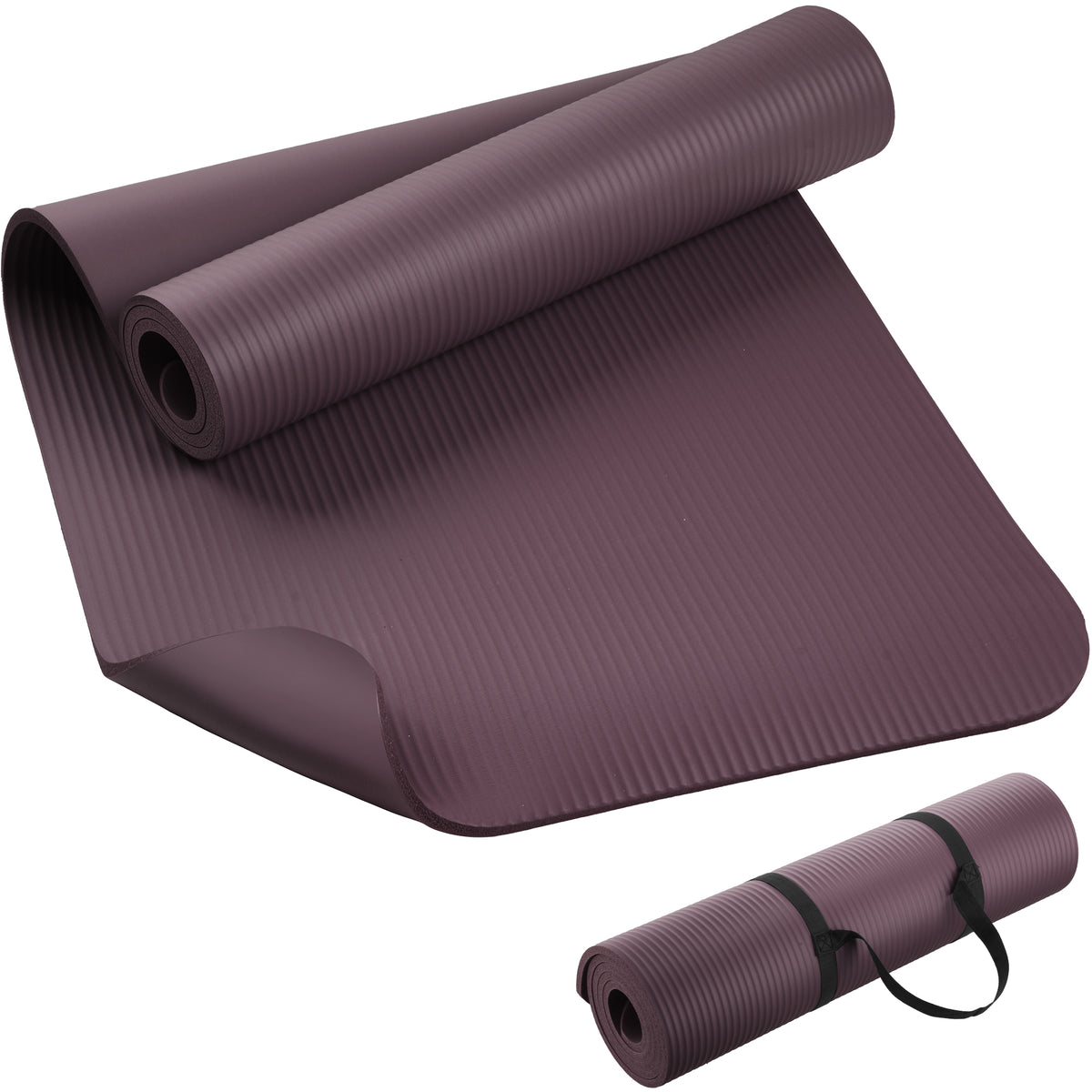 NBR Yoga Mat – Extra Thick Non-Slip Fitness Mat with Carry Strap