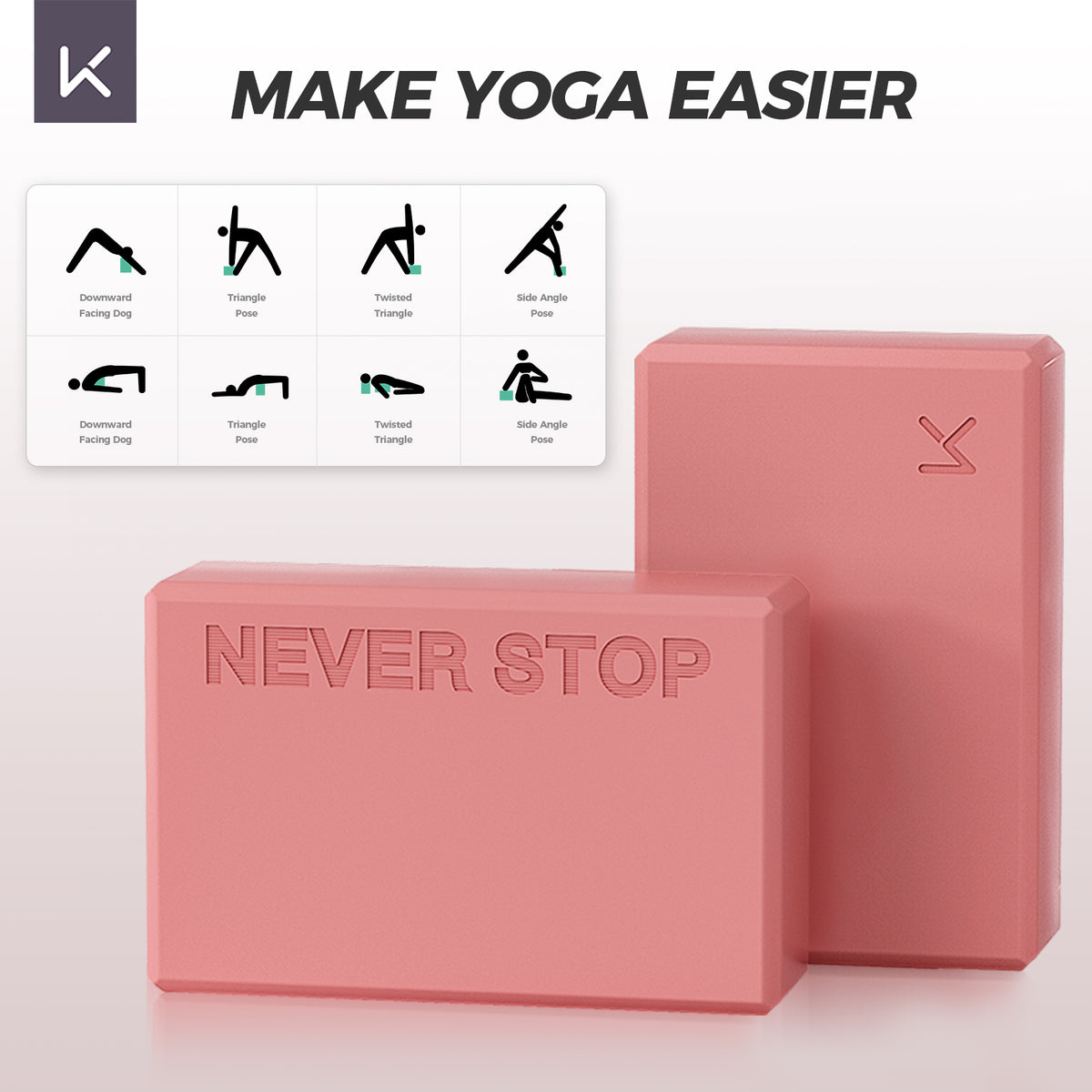 Yoga Block - High-Density EVA Foam 2 Pack Yoga Block