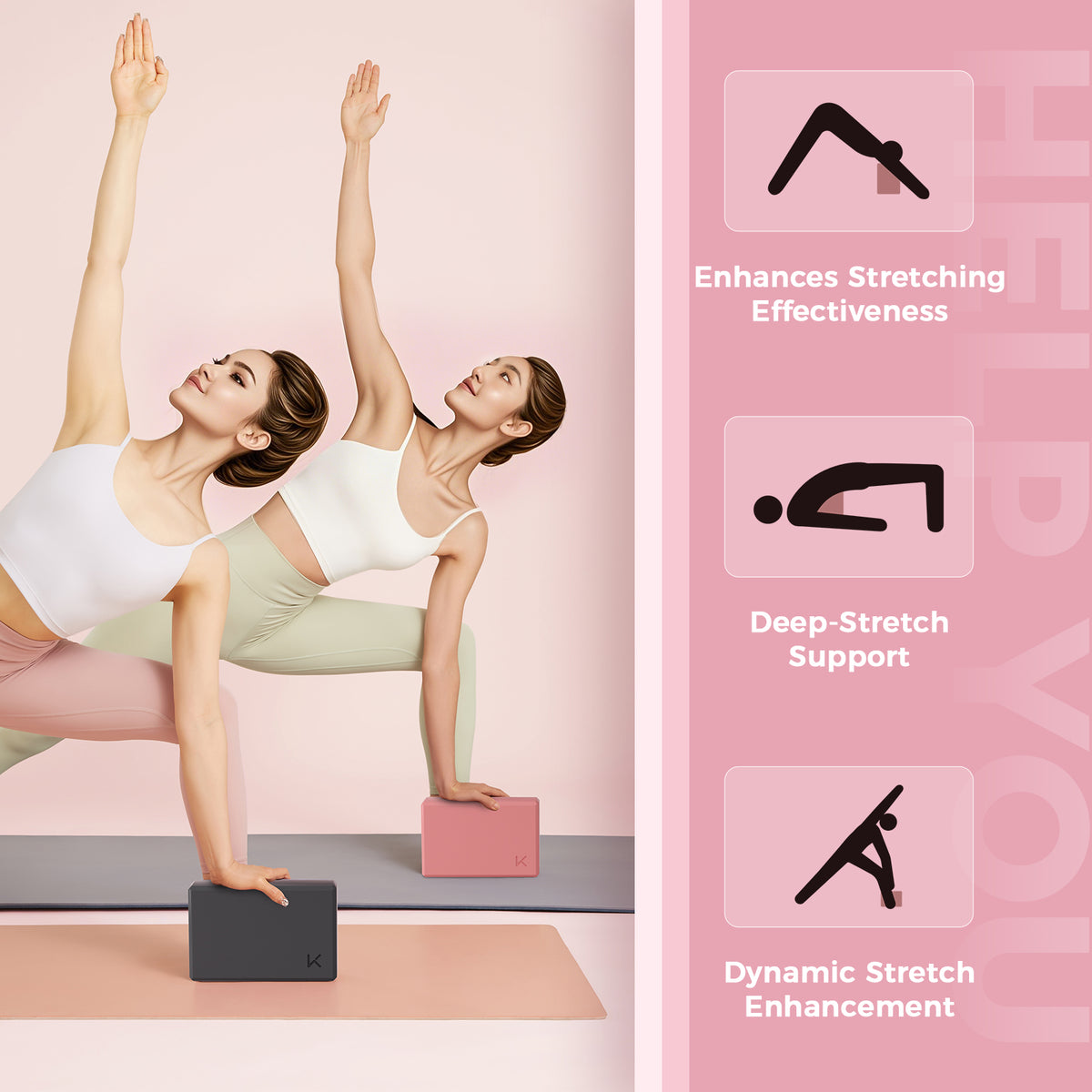Yoga Block - High-Density EVA Foam 2 Pack Yoga Block