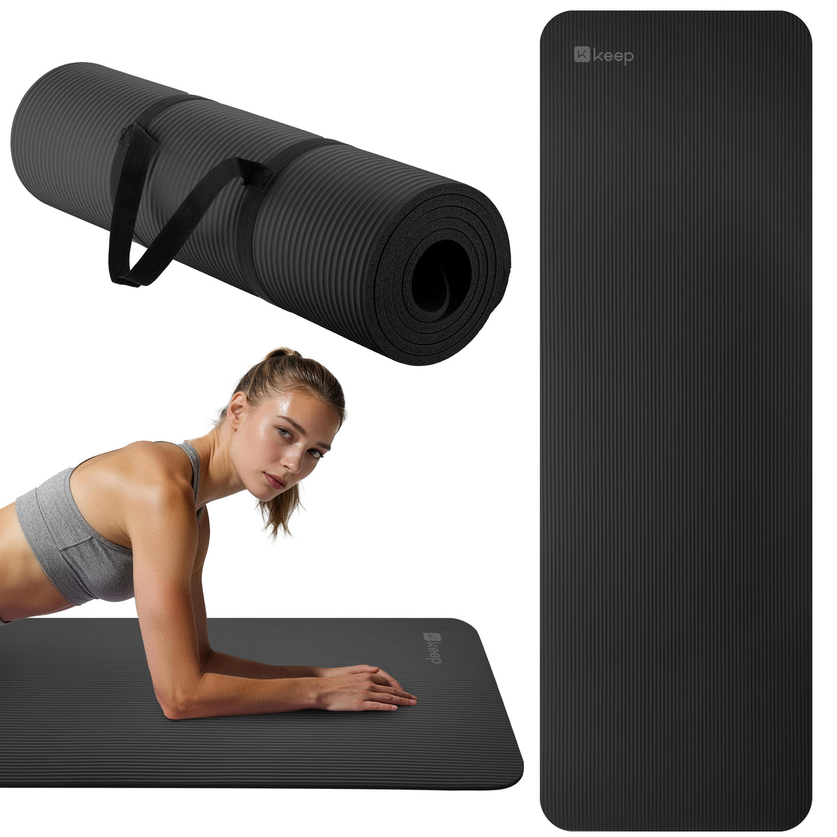 NBR Yoga Mat – Extra Thick Non-Slip Fitness Mat with Carry Strap