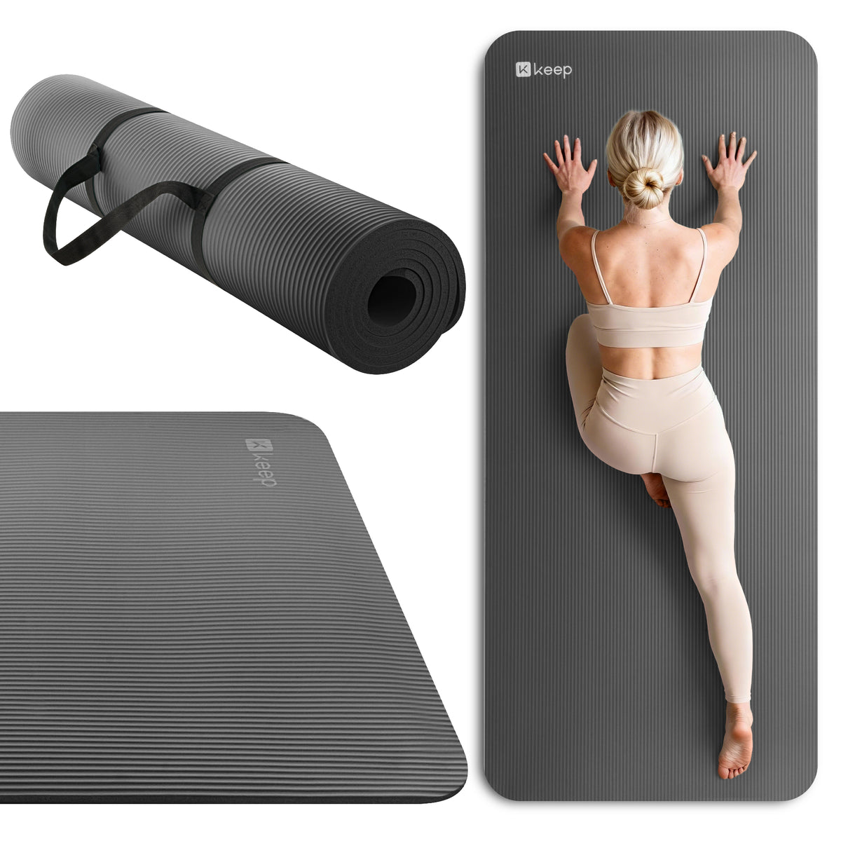 NBR Yoga Mat – Extra Thick Non-Slip Fitness Mat with Carry Strap
