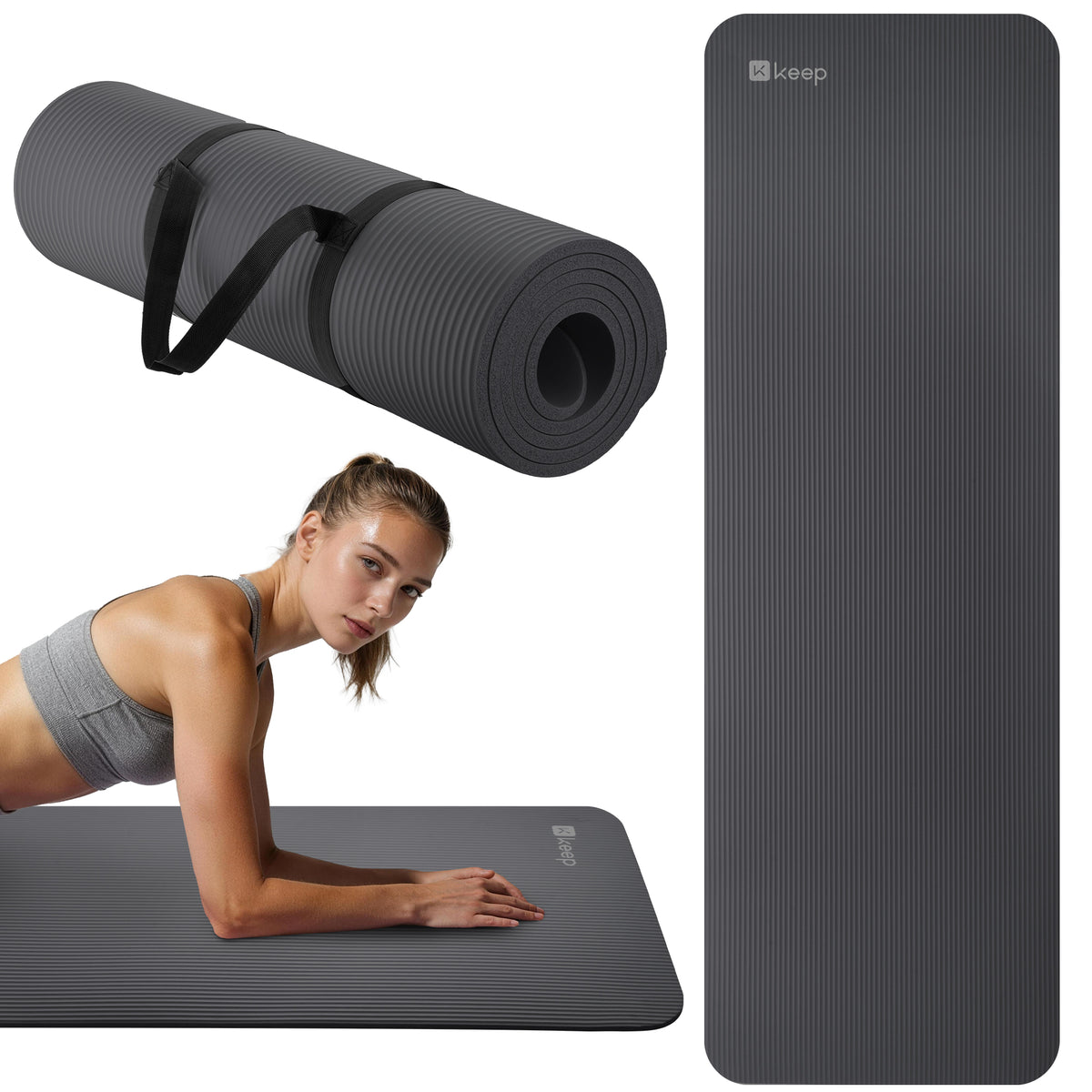 NBR Yoga Mat – Extra Thick Non-Slip Fitness Mat with Carry Strap