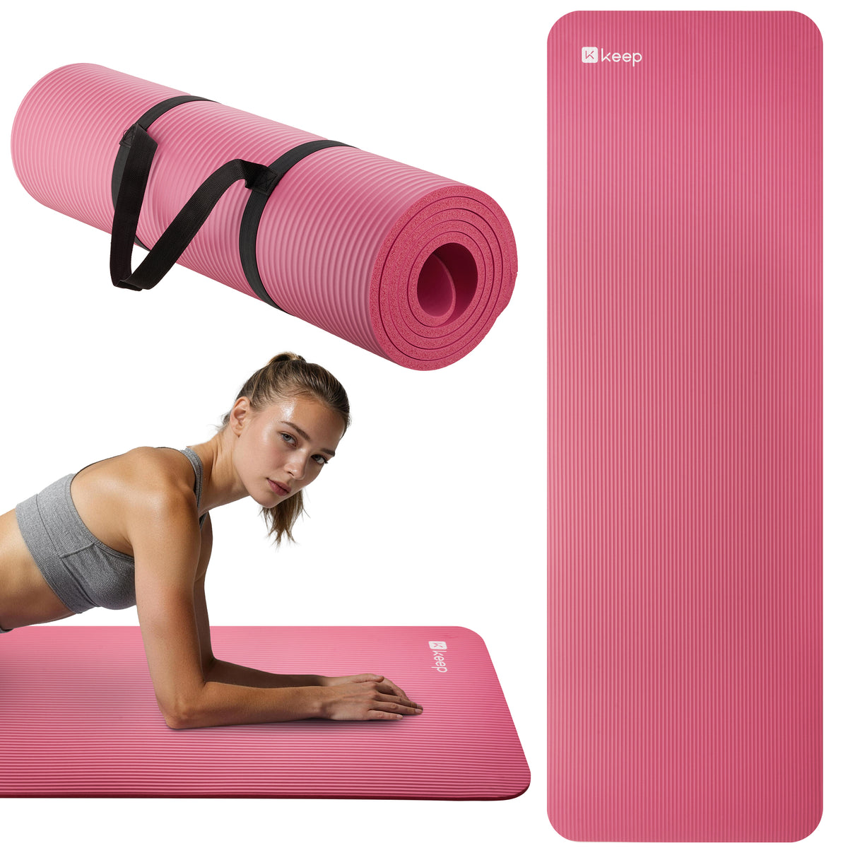NBR Yoga Mat – Extra Thick Non-Slip Fitness Mat with Carry Strap