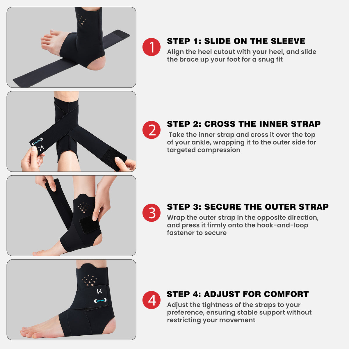 Adjustable Ankle Brace with Compression Support