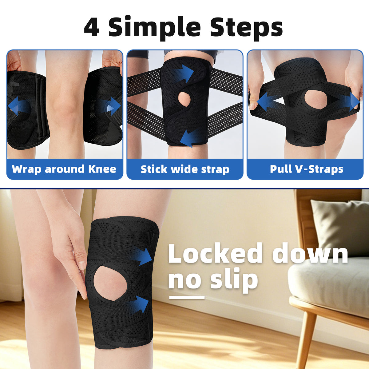 Adjustable Knee Brace with Side Stabilizers